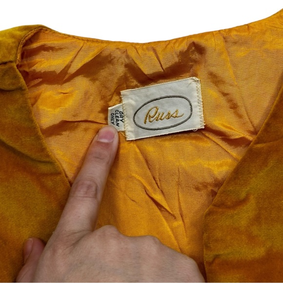 Russ Yellow Velour Women’s Vest Vintage - Picture 2 of 3